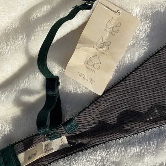 NWOT Aerie Deep Green & Gold Lace Emma Push Up Bra 32A - Picture 6 of 7